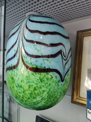 Lot 66 - Large blue and green glass vase