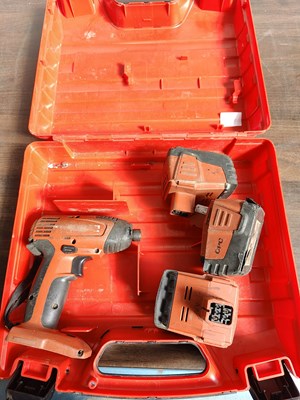 Lot 4 - Hilti drill with 3 batteries and carry case
