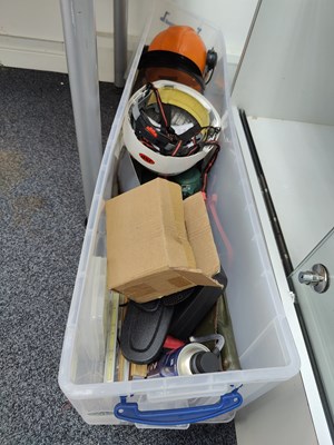 Lot 64 - Large box containing asstd DIY and safety equipment