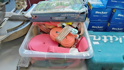 Lot 348 - Box containing tie down straps