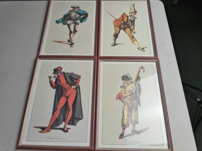 Lot 77 - Set of 4 jester framed pictures unsigned