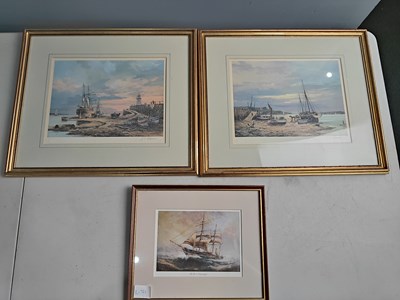 Lot 132 - Set of 3 naval pictures in frames with 2 signed by J.L.Chapman