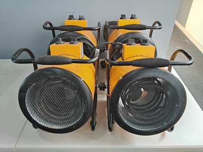 Lot 57 - 4 yellow 2.5kw elite cylinder fan electric space heaters