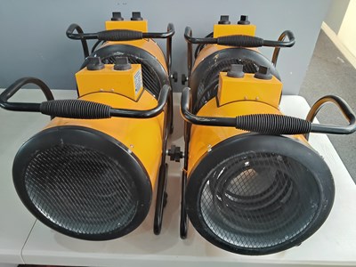 Lot 158 - 4 yellow 2.5kw elite cylinder fan electric space heaters
