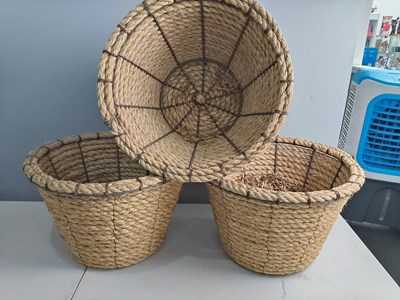 Lot 59 - 3 woven large plant pots