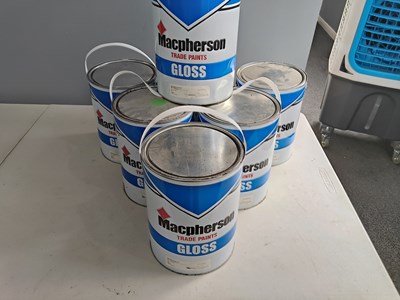 Lot 60 - 7 tins of MacPherson gloss trade paint in assorted colours