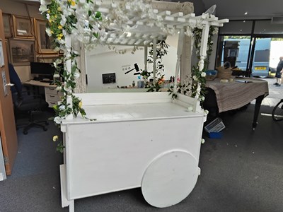 Lot 197 - White wooden cart decorated in wedding style
