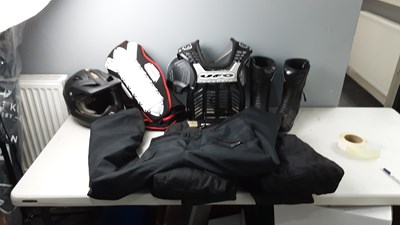 Lot 357 - Qty of motorcross protective clothing and helmet