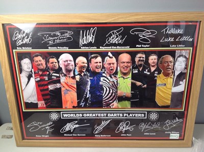 Lot 48 - Worlds greatest dart players print framed