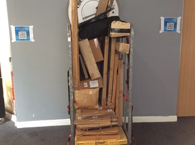 Lot 244 - Full Cage Of Misc Items, Rotary Airer, Halogen Heater & Other Various Items