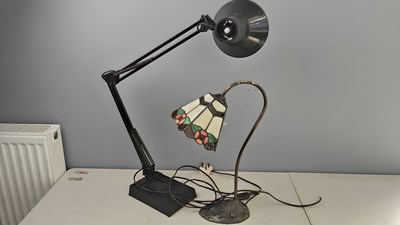 Lot 304 - Collection of lamps including angle poise and tiffany style