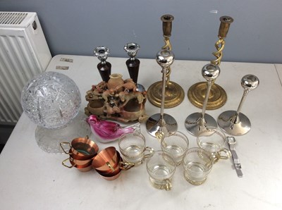 Lot 309 - Box Of Miscellaneous Including Candle Sticks, Cups ETC