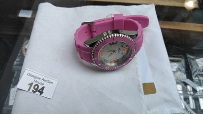 Lot 194 - Ladies pink watch