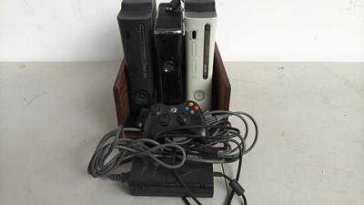 Lot 21 - Three Xbox 360 Base Units, One Power Cable & Accessories