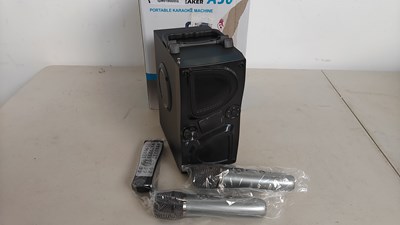 Lot 107 - Portable karaoke machine with 2 mics