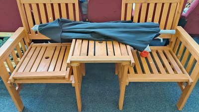 Lot 223 - Garden Love Chair With Parasol