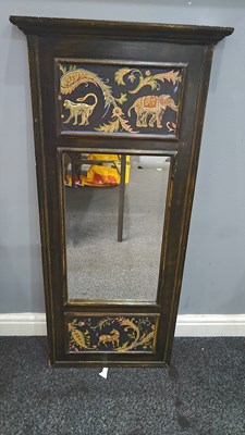 Lot 79 - One Wooden Panel Framed Mirror Oriental Themed