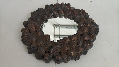 Lot 78 - Hand Carved Circular Floral Framed Mirror