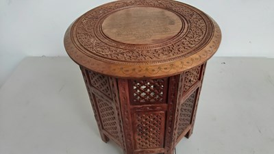 Lot 47 - Wooden Hexagonal Ornate Table