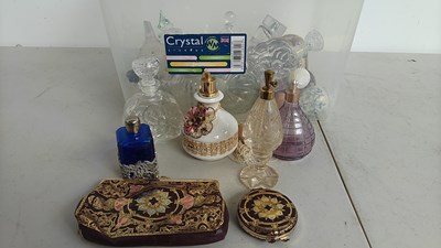 Lot 40 - Large Qty Of a Perfume Bottles; Decanters & Glass Weights