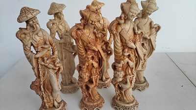 Lot 65 - 6 oriental resin statues