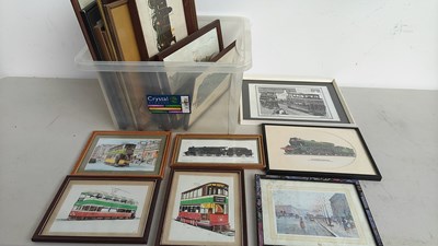 Lot 177 - Large box of train / tram pictures with some Glasgow scenes
