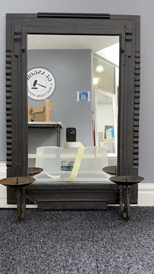 Lot 139 - Metal Framed Decorative Mirror With Two Candle Holders
