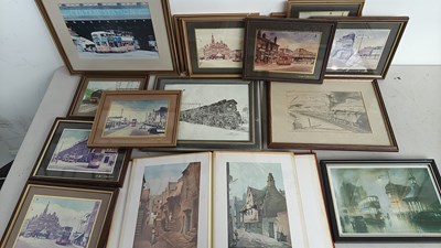 Lot 182 - Large selection of Glasgow framed transport pictures