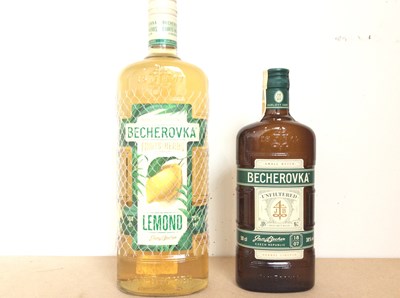 Lot 166 - A Bottle Of Becherovka Lemon Liqueur 1L & A Bottle Of Becherovka Unfiltered Herbal Liqueur 50cl