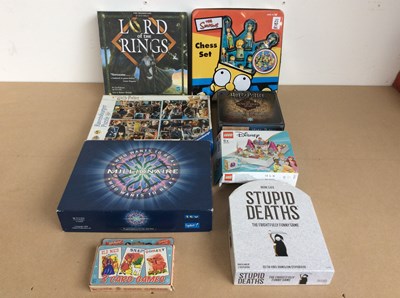 Lot 191 - Qty Of Board Games, Puzzles & The Simpson’s Chess Board, Including Lord Of The Rings & Harry Potter Brands