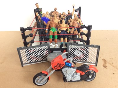 Lot 227 - WWE Wrestling Ring With Qty Of Wrestlers & Accessories