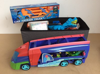 Lot 72 - Job Lot Of Kids Toys, Two Large Car Carrying Lorries & More