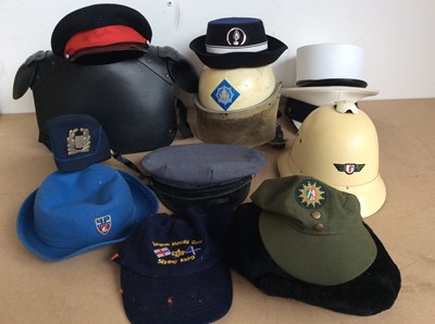 Lot 219 - Large Selection Of Servicemen Hats & Helmets