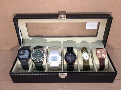Lot 190 - 6 Various Styled Watches In A Display Box
