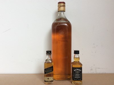 Lot 77 - Bottle of Johnnie Walker Red Label & Two Minis Johnnie Walker & Jack Daniels