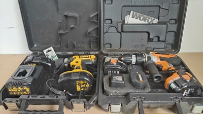 Lot 27 - DeWalt and worx battery drill with batteries untested