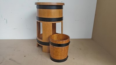 Lot 115 - Small barrel style side table with barrel style bucket