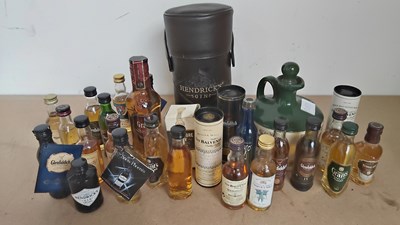 Lot 128 - Job lot of whisky miniatures and decorative bottle