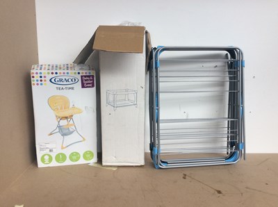 Lot 201 - Baby high chair with cot and clothes horses