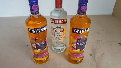 Lot 102 - 3 bottles of assorted Smirnoff vodka