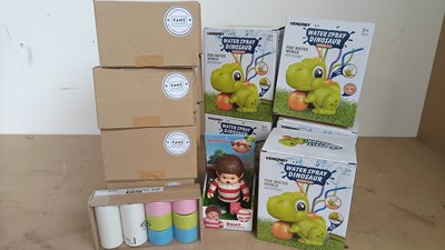 Lot 226 - Box of water spraying dinosaurs and candles
