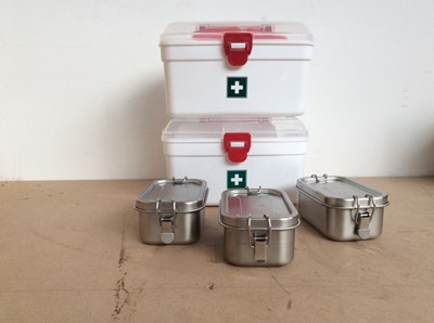 Lot 237 - Milton first aid boxes and box off metal tins