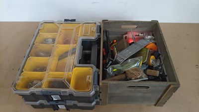 Lot 225 - Box containing fishing accessories and 2 cases