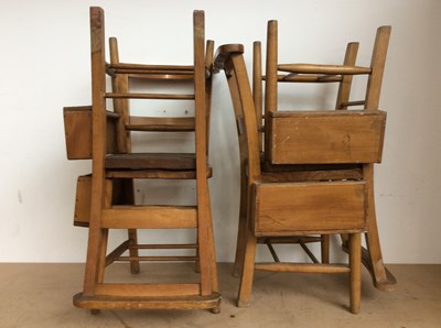 Lot 185 - 4 vintage wooden church choir chairs with book holders