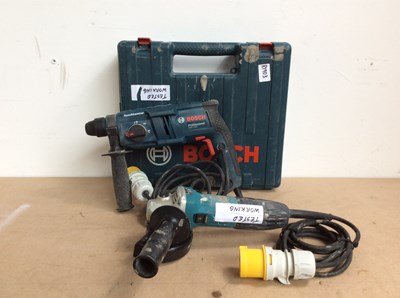 Lot 23 - Makita 110v Angle Grinder & Bosch 110v Hammer Drill