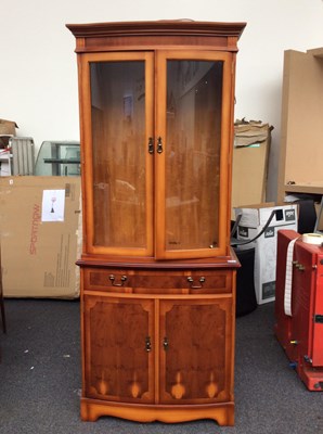 Lot 210 - One Wooden Dresser With Glass Cabinet