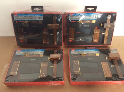 Lot 24 - 4x 4 pce miniature woodworking tool set