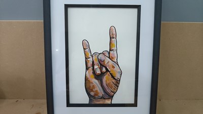Lot 84 - Signed rock on hand painting