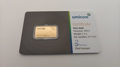 Lot 39 - 2.5 gram 999.9 gold bar est £200-£260