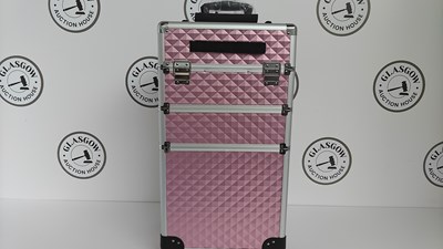 Lot 75 - Large pink makeup trolley case with wheels